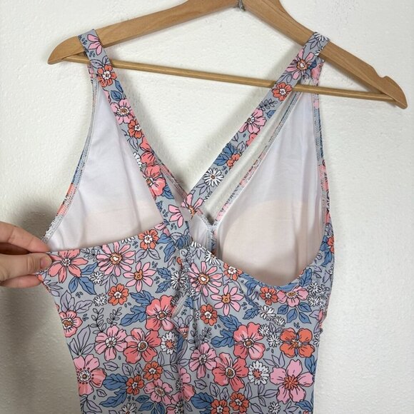 Colorful Floral One Piece Ruched Swim Dress Cruise Resort Pool Beach Vacation - Picture 7 of 8